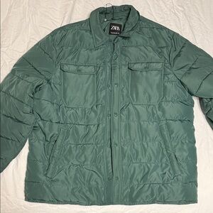 Zara Men's Teal Puffer Jacket